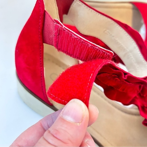 GABOR Olin Ruffled Suede Leather T-Strap Comfort Wedge Sandal Size us 10.5 / 11 - Picture 7 of 14